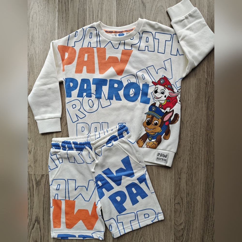 Paw Patrol Kids Matching Set short and jamper long sleeve. size 5-6 UK new